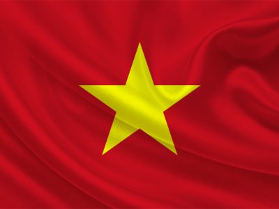Vietnam flag, three dimensional render, satin texture
