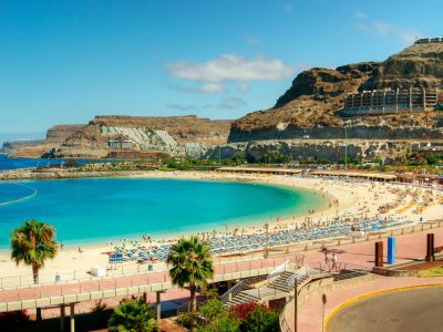 View,Over,Amadores,Beach,On,Gran,Canaria,,Spain